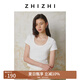 致知ZHIZHI 錦鷓鴣 羅紋U領(lǐng)短袖T恤女25春季新款簡(jiǎn)約休閑百搭單品 月光白 S