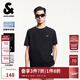 杰克·瓊斯（JACK&JONES）25年衣服男裝短袖t恤男士夏季【涼感】華夫格潮流法斗犬刺繡半袖 E40黑色 常規 L