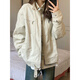 趣米樂(lè )美式復古工裝夾克外套女春秋季新款潮流寬松棒球服休閑情侶上衣服 米白色 L