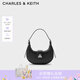 CHARLES&KEITH三角扣新月包腋下包單肩包包女包女友生日七夕禮物CK2-50271205 Noir黑色 S