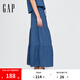 Gap女裝2025夏季新款輕薄分層長(cháng)款純棉蛋糕裙半身裙美版718011 中度水洗 M 美碼  XL亞洲碼170/96A