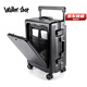 Walker Shop輕奢品牌寬拉桿行李箱前置開(kāi)口密碼箱高端多功能登機箱旅行箱男女 氣質(zhì)黑 20英寸 【登機箱】