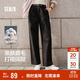 森馬（Semir）休閑褲女純棉打褶闊腿褲腰帶秋復古磨毛長(cháng)褲顯腿長(cháng)101524127005A