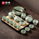 豪峰2025新汝窯整套功夫茶具套裝實(shí)木茶托盤(pán)家用泡茶壺茶杯送伴手禮物
