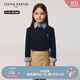 Teenie Weenie小熊童裝25春夏新款男女童寶寶簡(jiǎn)約圓領(lǐng)長(cháng)袖T恤打底衫 藏青色 160 cm