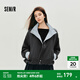 森馬（Semir）外套女秋季花苞拼接格子寬松立領(lǐng)2025新款復(fù)古風文藝通勤夾克 藍灰色調(diào)00382 S