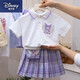 迪士尼（Disney）女童夏季庫洛米百褶裙套裝洋氣新款短袖學(xué)院兒童jk兩件套夏裝 白色 阿木木庫洛米套裝 110