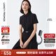 朗姿【尖貨補單】黑白色顯瘦輕禮服襯衫連衣裙女夏新款復古小黑裙裙子 黑色 M 160/80A