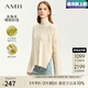 AMII開(kāi)學(xué)季換新裝2025冬季極簡(jiǎn)高領(lǐng)麻花毛衣女寬松精梳毛織套頭前短后 淺米杏 160/84A/M