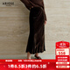 艾諾絲雅詩(shī)【商場(chǎng)同款】2025秋新品100%桑蠶絲優(yōu)雅絲絨魚(yú)尾裙半身裙40823545 紅棕色 M