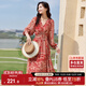 尚都比拉春秋中長(cháng)款印花紅色連衣裙氣質(zhì)女神范顯瘦度假裙子 紅花 L 