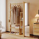 WSNON廣東佛山掛衣架全身試衣鏡家用臥室落地置物架實(shí)木衣帽架帶鏡子一 原木色(送貨上門(mén)包安裝)