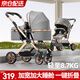 ANGI BABY嬰兒推車可坐可躺嬰兒車輕便折疊新生兒減震高景觀雙向兒童手推車 輕奢儒雅灰【一鍵收車+四輪EVA】
