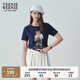 Teenie Weenie【索羅娜】女裝夏季簡約風(fēng)白色短袖T恤短款上衣 藏青色 S (160)