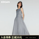 KEIGAN/開(kāi)間精紡羊毛輕盈易打理時(shí)髦約會(huì )裙鏤空露腰百褶連衣長(cháng)裙 榛木千鳥(niǎo)格(常規版) XS