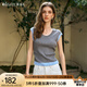 Olrain歐芮兒拼接灰色針織衫女夏季2025新款V領(lǐng)設計顯瘦女裝上衣 灰色 L