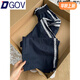 DGOV2025新款藏青色拼接高腰休閑褲女秋季寬松闊腿原宿風(fēng)休閑百搭長褲 藏青色（zt） L 【111-125斤】