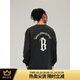 BONELESS圓弧哥特B字印花長(cháng)袖T恤男春秋美式高街國潮牌情侶上衣 炭黑色 S