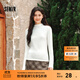 森馬（Semir）長(cháng)袖t恤女短款半高領(lǐng)薄絨輕暖打底衫2024冬新款純色修身抓絨內搭 奶白10534 M