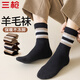 三槍【茸絨系列】含羊毛男士襪子男士10A抑菌防臭加絨襪秋冬款保暖襪