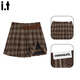:CHOCOOLATE  it女裝裙子韓版格子毛呢A字百褶短裙女秋冬新款流行穿搭半身裙 咖色格子 M
