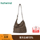熱風(fēng)（Hotwind）秋季新款女士豹紋帥氣時(shí)尚單肩包歐美復古磁扣小方包 02棕色 F