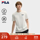 FILA斐樂(lè )男子針織短袖衫易烊千璽同款2025夏新款時(shí)尚休閑涼感舒適T恤 云菇白-WT XL 180/100A/XL
