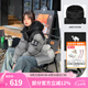 駱駝羽絨服女冬季新款熱反射升溫保暖加厚連帽面包服短款外套 734CA6B605C4，幻影黑/硯墨灰 2XL