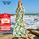 帝弗·潤馳夏季新款時(shí)尚碎花連衣裙女寬松系帶顯瘦超長(cháng)款大擺長(cháng)裙潮流長(cháng)裙女 綠色 2XL