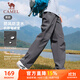 駱駝（CAMEL）加絨工裝男褲防風(fēng)防水傘兵軟殼休閑褲 C15CAYL6014 墨灰 XL