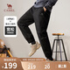 駱駝（CAMEL）休閑褲男工裝褲寬松棉感運(yùn)動(dòng)束腳小腳褲M13CW01081黑XXL