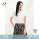 玖姿·安娜蔻時(shí)髦簡(jiǎn)約ins風(fēng)小蠻腰彈力89%棉短袖T恤女2025夏季新款 米白 L