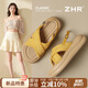 ZHR涼鞋女波西米亞風(fēng)百搭軟厚底女鞋夏季外穿一字帶涼鞋 CE85黃色36