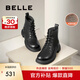 百麗（Belle）七夕禮物舒適馬丁靴女商場款真皮時尚靴B7E2DDD4 黑色-絨里 37 (235mm)
