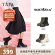 他她（TATA）ta他她彈力靴女靴瘦休閑瘦靴加絨厚底短靴秋冬新CEG01DZ4 CEG01DZ4黑色（絨面款） 38