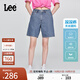 Lee涼涼褲25新品經(jīng)典五袋款設計輕薄天絲女百慕大牛仔短褲顯瘦潮 中藍色 27