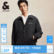 杰克·瓊斯（JACK&JONES）男裝秋季新款時尚百搭寬松短款棉衣保暖外套字母刺繡翻領(lǐng)棉服男 E40 黑色 S 170