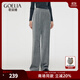 歌莉婭褲子女2025年流行顯腿長氣質(zhì)針織銀蔥長褲（小個(gè)子版)  1CNC1I21A 44B煙灰 M