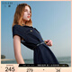 三彩2025夏季新款休閑仿牛仔連衣裙翻領(lǐng)短裙腰帶收腰女
