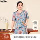 MsShe【新中式提花長(cháng)款小衫】大碼女裝2025夏裝胖mm盤(pán)扣開(kāi)叉上衣 【立領(lǐng)】冰河藍色現貨, 4XL