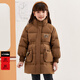 MiniPeace【太陽系列】太平鳥女童羽絨服中長款冬裝甜美小熊 咖啡色 140 cm