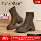 他她（TATA）喵爪靴2025秋冬百搭時(shí)裝靴女瘦瘦短靴新款彈力靴CEG07DZ5 啡色 37