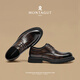 夢(mèng)特嬌皮鞋男鞋冬季新款潮流英倫商務(wù)休閑皮鞋男真皮軟底辦公通勤正裝鞋 黑色 【標準皮鞋碼】 41 (255mm)