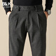 班尼路S&K系列春秋男士休閑褲寬松直筒毛呢男褲子輕熟風(fēng)垂感小西褲男生 深灰 30 腰圍二尺三