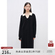自巧小個子灰色polo針織連衣裙女秋冬2024新款韓系長袖寬松毛衣裙 黑白拼 S (3碼)