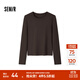 森馬（Semir）長(cháng)袖T恤女吸濕發(fā)熱抗菌緊身內搭2024冬季圓領(lǐng)抓絨套頭衫 咖色調00355 L