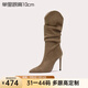 Lily Wei【摩卡】早秋不過(guò)膝長(cháng)筒高跟靴子女大碼細跟尖頭堆堆靴情人節禮物 咖啡色單里【跟高10cm】 36