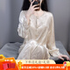莫代爾2025新款法式宮廷風(fēng)睡衣女春秋長袖提花杏色高級感家居服套裝外穿 杏色 商柜品質(zhì) 7A軟絲 L 建議100-120斤