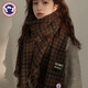 TUTORGOOSE2025新款美拉德格紋圍巾女冬季加厚千鳥(niǎo)格保暖仿羊絨圍脖披肩一體 紅色