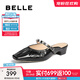 百麗（Belle）時(shí)尚一字帶穆勒鞋女慵懶平跟可外穿拖鞋B2620BH5 黑色 36 (230mm)